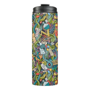 Abstrakte Kunst-medizinisches Ikonen-Muster Thermosbecher