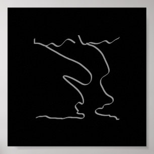 Abstrakte Kunst Minimalistischer Grau-Schwarzer Po Poster