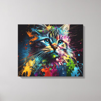 Abstrakte Kunst mit Cat Canvas Print Leinwanddruck