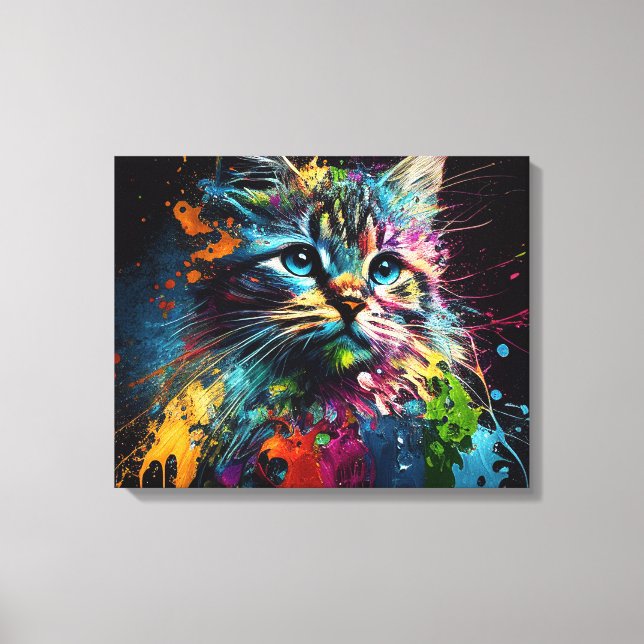 Abstrakte Kunst mit Cat Canvas Print Leinwanddruck (Vorderseite)