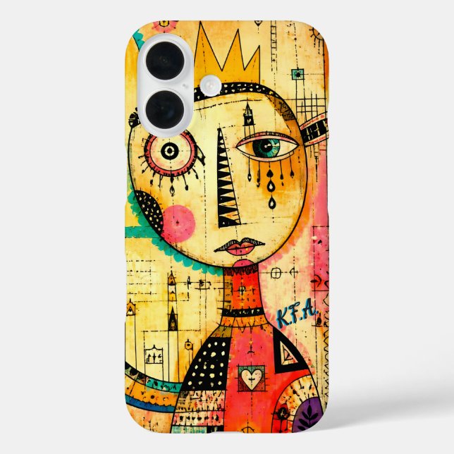 Abstrakte Kunst mit Initialen  iPhone 16 Hülle (Rückseite)