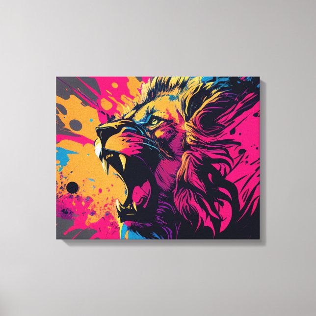 Abstrakte Kunst mit Lion-Canvas Leinwanddruck (Vorderseite)