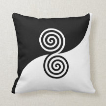 Abstrakte Kunst mit spiralförmigen Kreisen in Schw