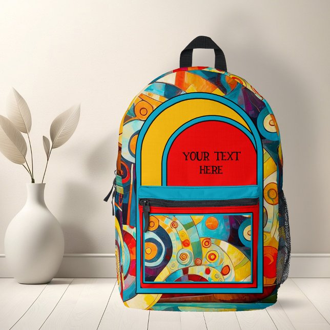 Abstrakte Kunst Moderne Bedruckter Rucksack (Colorful backpack featuring an abstract cubism style design and your custom photo (optional))