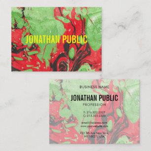 Abstrakte Kunst Moderne Elegante Rot und Grün Visitenkarte