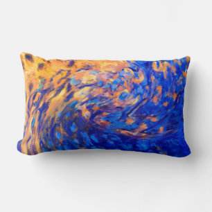 abstrakte Kunst, modernes blau-gelbes Kissen