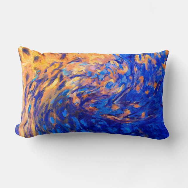 abstrakte Kunst, modernes blau-gelbes Kissen (Vorderseite)
