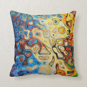 Abstrakte Kunst Modernes Gelbes Orange Blau Kissen
