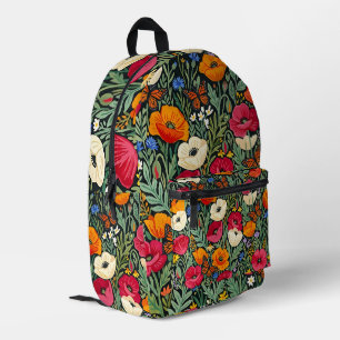 Abstrakte Kunst Mohnblumen-Garten-Schmetterlinge-R Bedruckter Rucksack