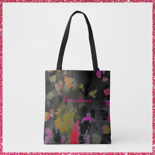 Abstrakte Kunst Noir Black Pink und Gold Tasche (Von Creator hochgeladen)