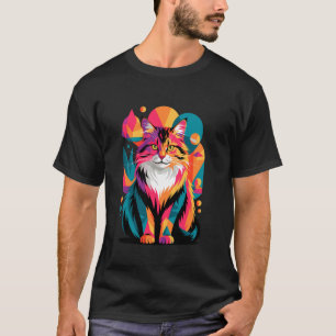 Abstrakte Kunst Norwegische Waldkatze Wegies T-Shirt