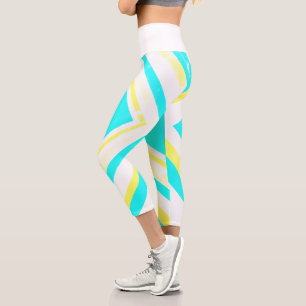 Abstrakte Kunst Pale Türkis Grün Weiß Capri Leggings