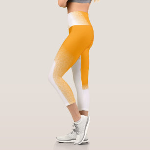 Abstrakte Kunst Pastell White Orange Capri Leggings