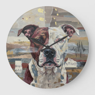 Abstrakte Kunst Pitbull Version 1 Große Wanduhr