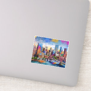 Abstrakte Kunst Pittsburgh Skyline Aufkleber
