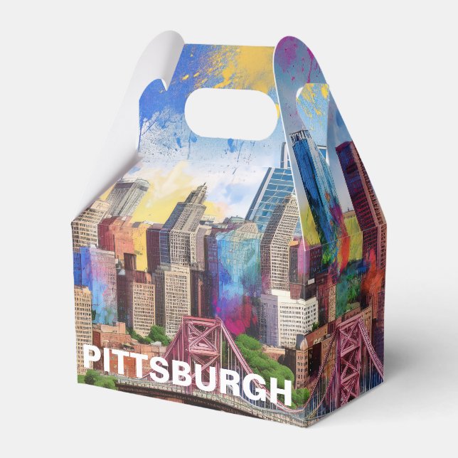 Abstrakte Kunst Pittsburgh Skyline Geschenkschachtel (Vorderseite)