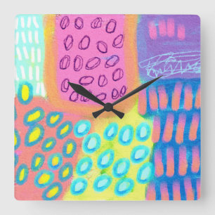 Abstrakte Kunst Quadratische Wanduhr