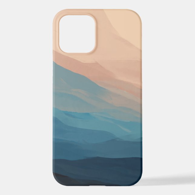 Abstrakte Kunst Rosa und Blau iPhone 12 Hülle (Rückseite)