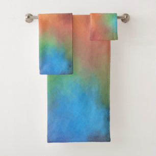 Abstrakte Kunst Rot Gelb Blau Grün Badhandtuch Set