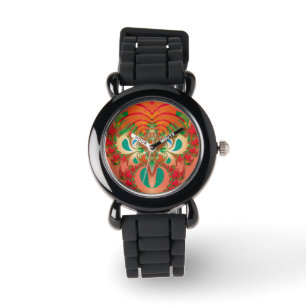 Abstrakte Kunst Rote Eule Armbanduhr