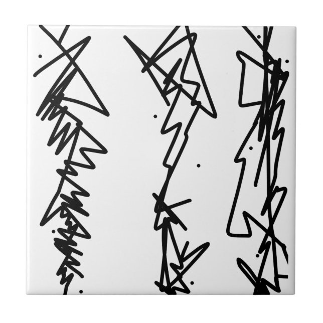 Abstrakte Kunst Schwarz-weiß Fliese (Vorderseite)