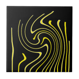 Abstrakte Kunst Schwarz-weiß Gelbe Linien Minimali Fliese