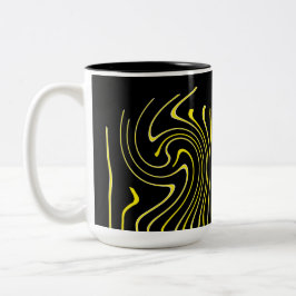 Abstrakte Kunst Schwarz-weiß Gelbe Linien Minimali Zweifarbige Tasse