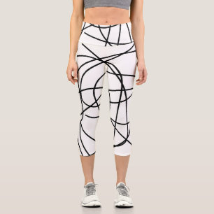 Abstrakte Kunst Schwarz-weiß Zeichnend Linien Mini Capri Leggings