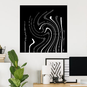 Abstrakte Kunst Schwarz-weiße Linien Twirt Minimal Poster