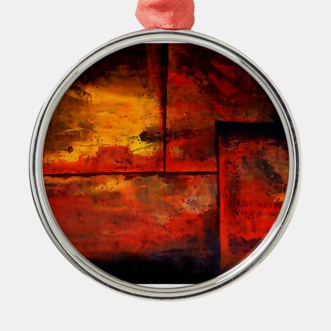 Abstrakte Kunst Silbernes Ornament (Vorne)