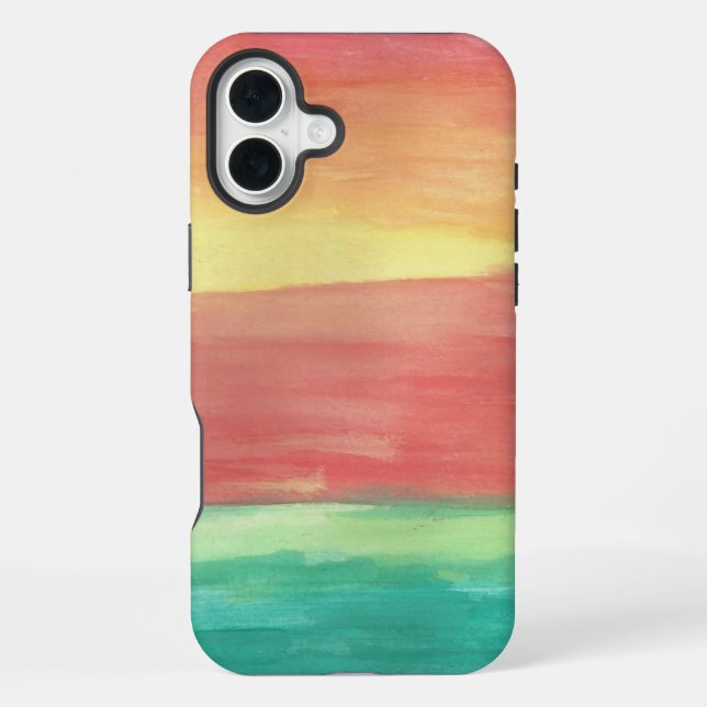 Abstrakte Kunst Sonnenuntergangsstrand iPhone 16 Plus Hülle (Rückseite)