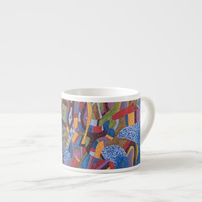 abstrakte Kunst "Space Octopus" Espressotasse (Vorderseite Rechts)
