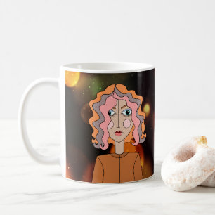 Abstrakte Kunst stilisiertes hübsches Gesicht Tass Kaffeetasse