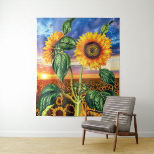 Abstrakte Kunst Sunshine Sonnenblumen - Sonnenunte Wandteppich