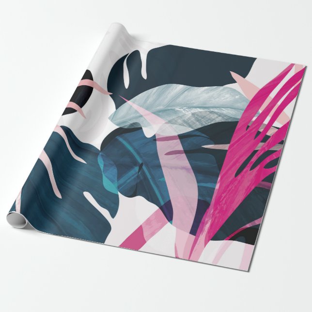 Abstrakte Kunst tropische Blätter Hintergrund. Hin Geschenkpapier (Ungerollt)