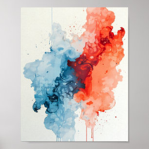 Abstrakte Kunst - Wasserfarbe Pinselstrich Design  Poster