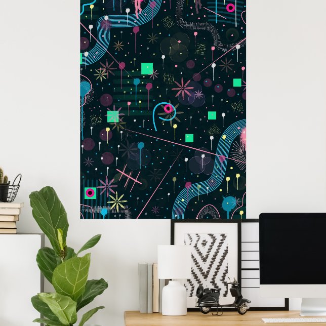 Abstrakte Kunst: Winterhimmel Poster (Heimbüro)