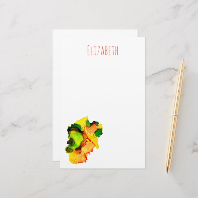 Abstrakte Kunstalkoholfarbe gelb Briefpapier (Vorderseite/Rückseite Beispiel)