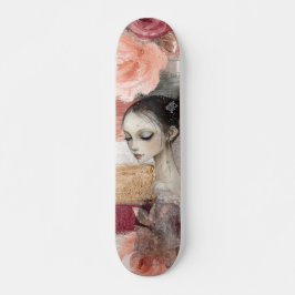 Abstrakte Kunstbedrückte Grunge Girl Mixed Media Skateboard