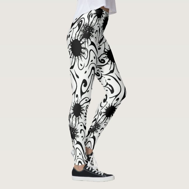 Abstrakte Kunstblasen flüssiger Tinte Leggings (Rechts)