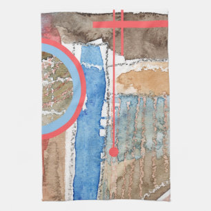 abstrakte Kunstcollage, Mischmedien und Watercolor Küchentuch