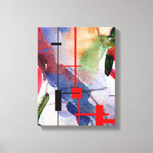 abstrakte Kunstcollage, Mischmedien und Watercolor Leinwanddruck