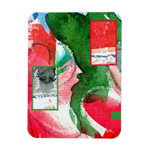 abstrakte Kunstcollage, Mischmedien und Watercolor Magnet