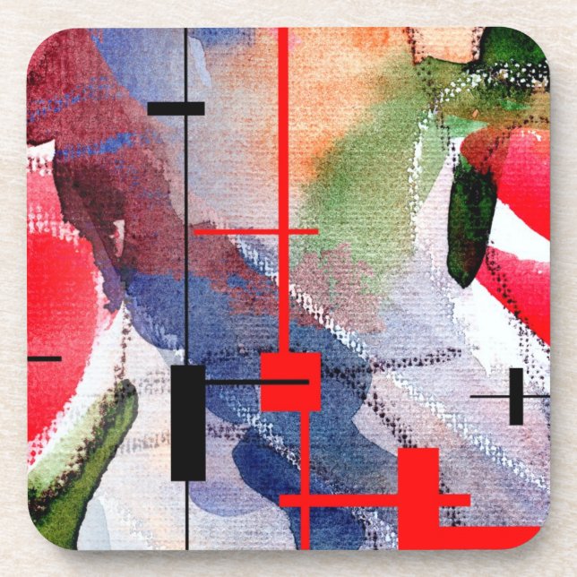 abstrakte Kunstcollage, Mischmedien und Watercolor Untersetzer (Vorderseite)