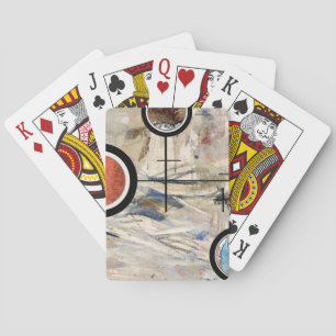 abstrakte Kunstcollage, Mixed Media und Aquarell 3 Spielkarten