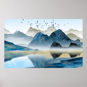 Abstrakte Kunstdekoration. Gebirge und Poster
