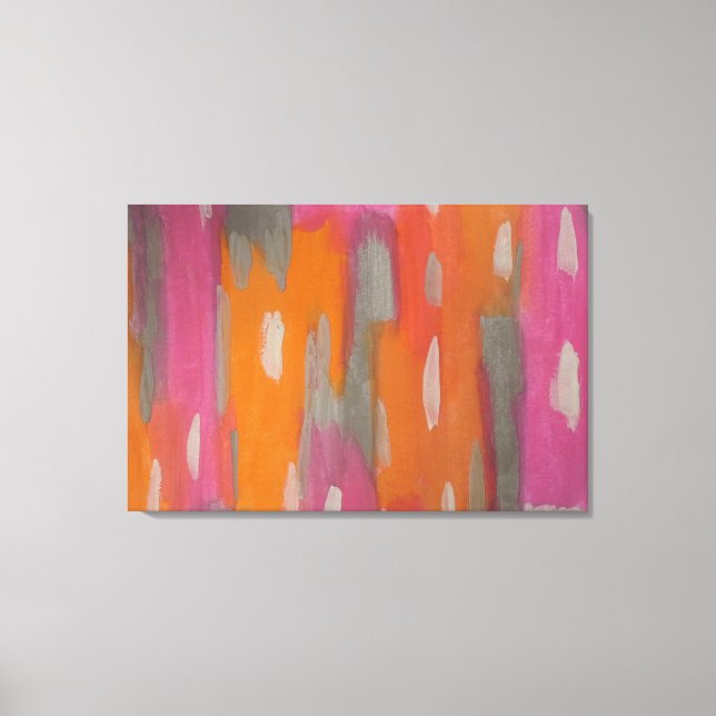 Abstrakte Kunstdrucke in Rosa, Orange und Grau Leinwanddruck (Vorderseite)