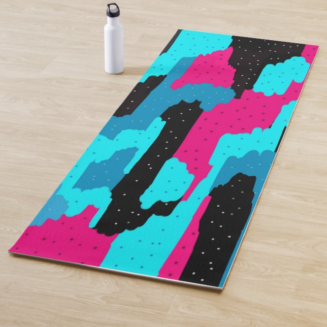 Abstrakte Kunstdrucke in Rosa, Schwarz und Blau Yogamatte (Beispiel)