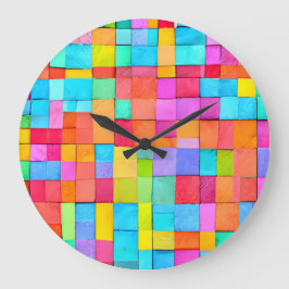 Abstrakte Kunstfarben, Holzpapier-Design Große Wanduhr