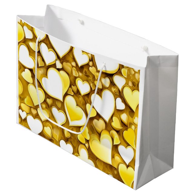 Abstrakte Kunsthöre in Gelben Gold-Geschenk Große Geschenktüte (Vorderseite Schrägansicht)